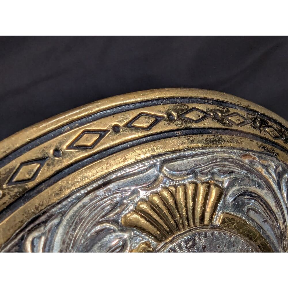 Award Design Medals Vintage Western Bull Skull Belt Buckle Silver Plated Gold... - Picture 9 of 12